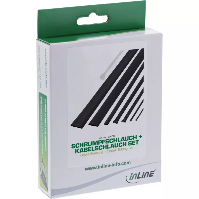 InLine Kabel Sleeving + Schrumpfschlauch-Set schwarz