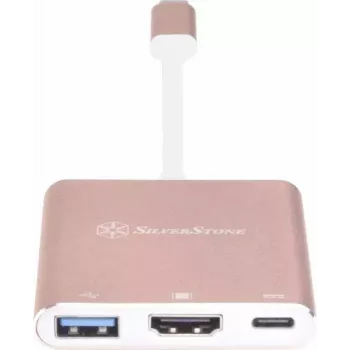 USB-C auf HDMI Video-Adapter SILVERSTONE EP08 (USB‑C 3.1, HDMI) Pink