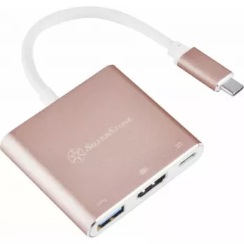 USB-C auf HDMI Video-Adapter SILVERSTONE EP08 (USB‑C 3.1, HDMI) Pink