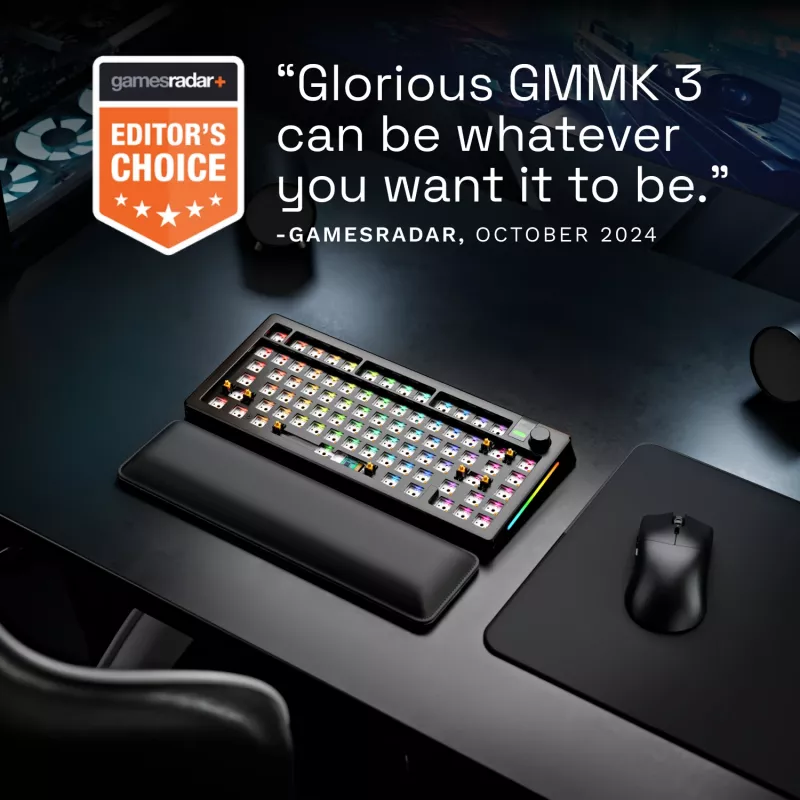 Mechanische Tastatur GLORIOUS GMMK 3 PRO 75% Barebones Kabelgebunden USB, RGB, Schwarz, 2 m Kabel