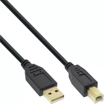USB 2.0 Kabel Typ A Stecker / Typ B Buchse schwarz vergoldet 2m InLine 34518S