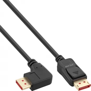 InLine DisplayPort 1.4 Kabel, 8K4K, rechtwinklig, schwarz/gold, 2 m