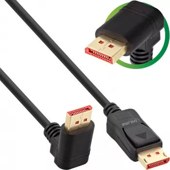 InLine DisplayPort 1.4 Kabel, 8K4K, nach oben abgewinkelt, schwarz/gold, 2m