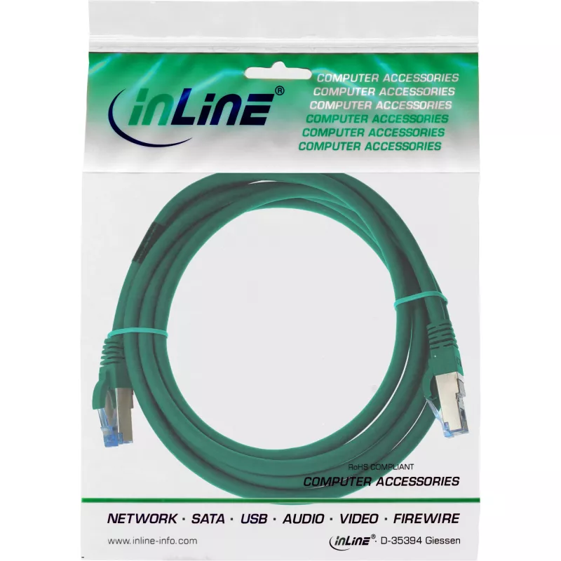 InLine Patch Kabel S/FTP PiMF Cat.6A halogen free 500MHz Grün 1.5m