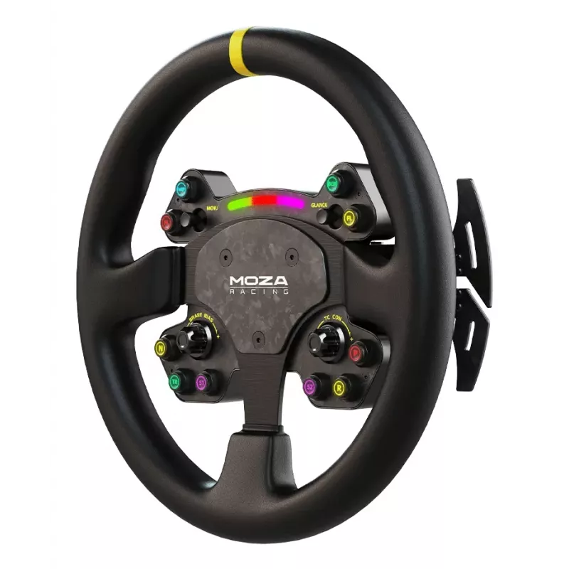 Moza Racing RS V2 Lenkrad, Lenkrad, PC, Multi, Kabelgebunden & Kabellos, Schwarz, Kohlefaser, Leder