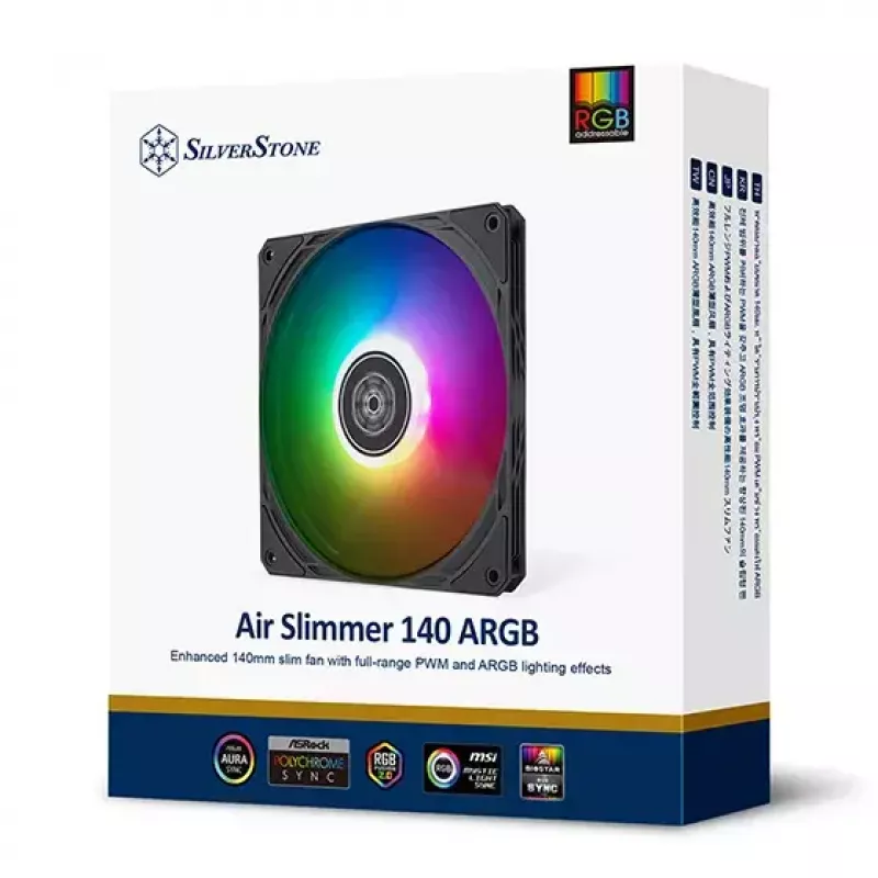 Lüfter Silverstone SST-AS140B-ARGB 14 cm 1700 RPM 33 dB Schwarz