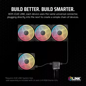 Corsair iCUE LINK LX140-R RGB Lüfter 14 cm Schwarz 2000 U/min 3,55 mmH2O