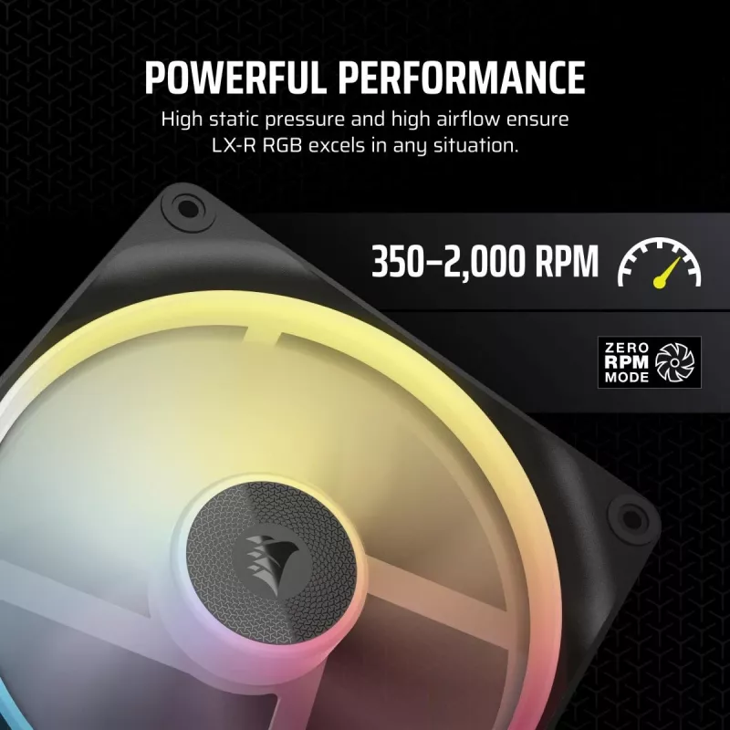 Corsair iCUE LINK LX140-R RGB Lüfter 14 cm Schwarz 2000 U/min 3,55 mmH2O