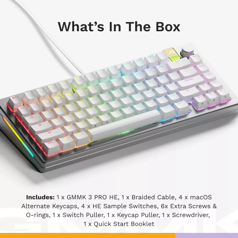 Mechanische Gaming-Tastatur GLORIOUS GMMK 3 PRO HE 75% Prebuilt Kabelgebunden USB QWERTY Silber