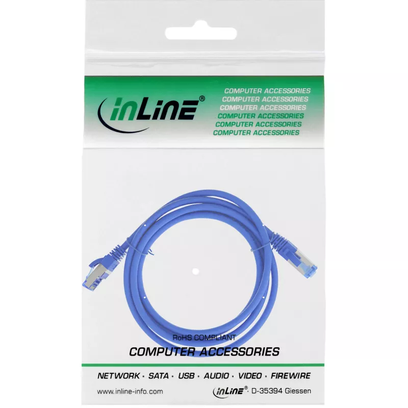 InLine Patchkabel S/FTP PiMF Cat.6A halogenfrei 500 MHz blau 3 m