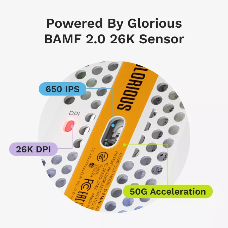 Glorious Gaming Glorious Model O 2 Mini - Mattweiß, Rechtshänder, Optisch, USB Typ-A, 26000 DPI, Weiß