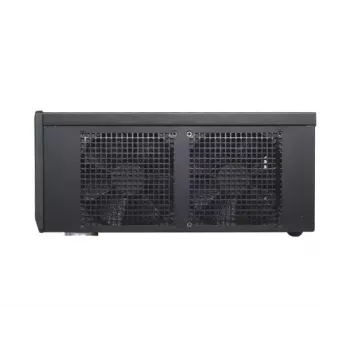 PC-Gehäuse SILVERSTONE Grandia GD05 HTPC Schwarz – Mini‑ITX/DTX/Micro‑ATX, 2×3,5 Zoll + 2×2,5 Zoll, 1×5,25 Zoll, 3×120 mm Seitenlüfter, USB 3.0