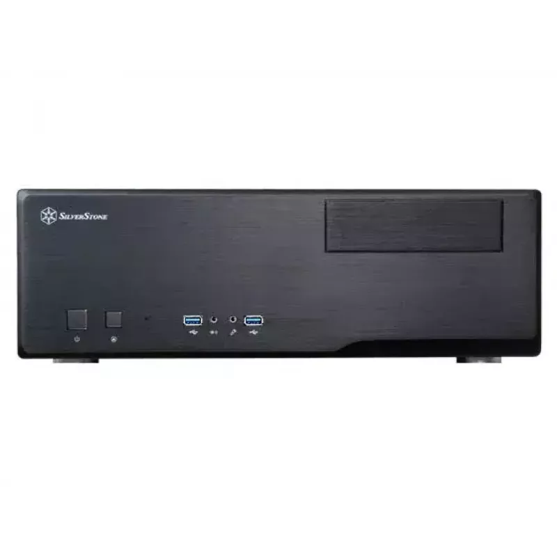PC-Gehäuse SILVERSTONE Grandia GD05 HTPC Schwarz – Mini‑ITX/DTX/Micro‑ATX, 2×3,5 Zoll + 2×2,5 Zoll, 1×5,25 Zoll, 3×120 mm Seitenlüfter, USB 3.0