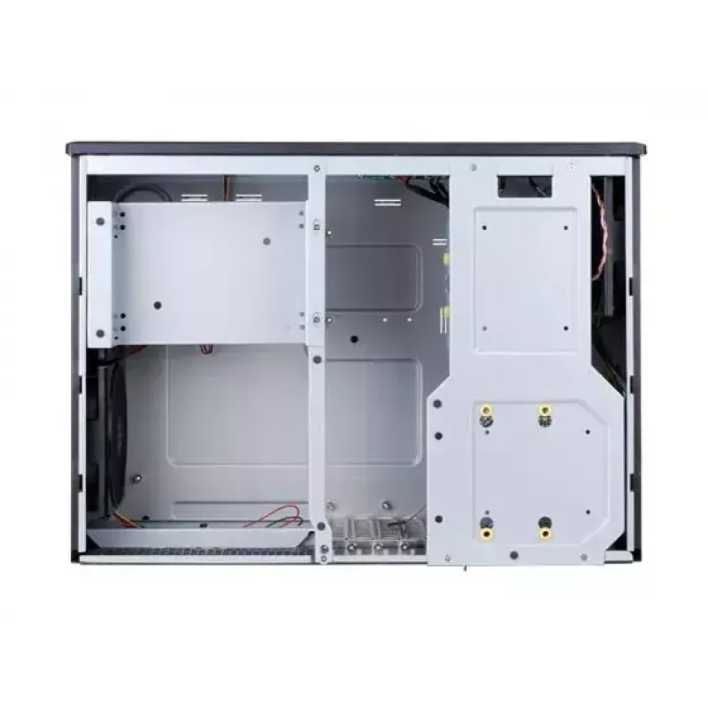 PC-Gehäuse SILVERSTONE Grandia GD05 HTPC Schwarz – Mini‑ITX/DTX/Micro‑ATX, 2×3,5 Zoll + 2×2,5 Zoll, 1×5,25 Zoll, 3×120 mm Seitenlüfter, USB 3.0