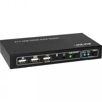 InLine 2x1 HDMI KVM Switch, 2x1, HDMI 4K2K, USB 2.0-Hub, mit Audio