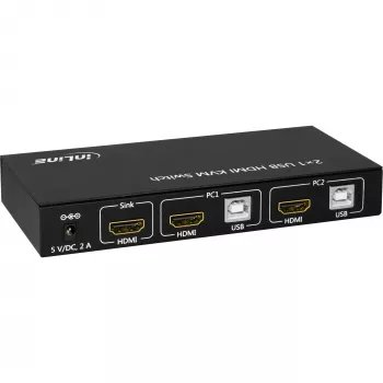 InLine 2x1 HDMI KVM Switch, 2x1, HDMI 4K2K, USB 2.0-Hub, mit Audio