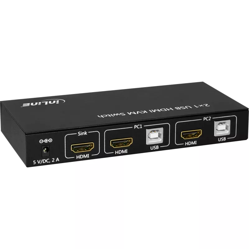 InLine 2x1 HDMI KVM Switch, 2x1, HDMI 4K2K, USB 2.0-Hub, mit Audio