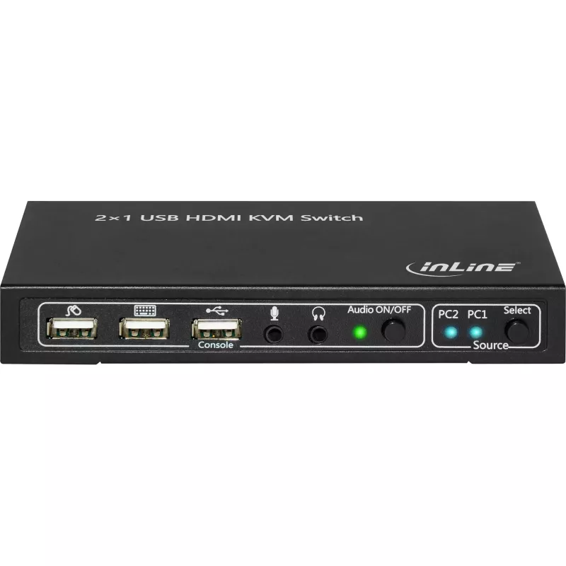 InLine 2x1 HDMI KVM Switch, 2x1, HDMI 4K2K, USB 2.0-Hub, mit Audio