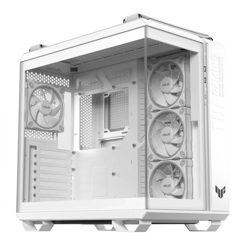 PC-Gehäuse ASUS TUF GAMING GT502 Horizon TG ARGB Weiß — Midi Tower, ATX, gehärtetes Glas, 4×3,5-Zoll-Einschübe, max. GPU 400 mm
