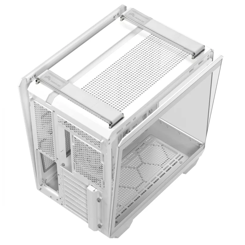 PC-Gehäuse ASUS TUF GAMING GT502 Horizon TG ARGB Weiß — Midi Tower, ATX, gehärtetes Glas, 4×3,5-Zoll-Einschübe, max. GPU 400 mm