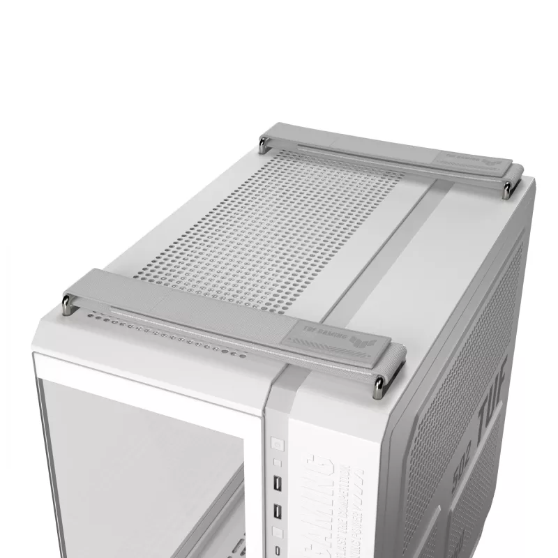 PC-Gehäuse ASUS TUF GAMING GT502 Horizon TG ARGB Weiß — Midi Tower, ATX, gehärtetes Glas, 4×3,5-Zoll-Einschübe, max. GPU 400 mm