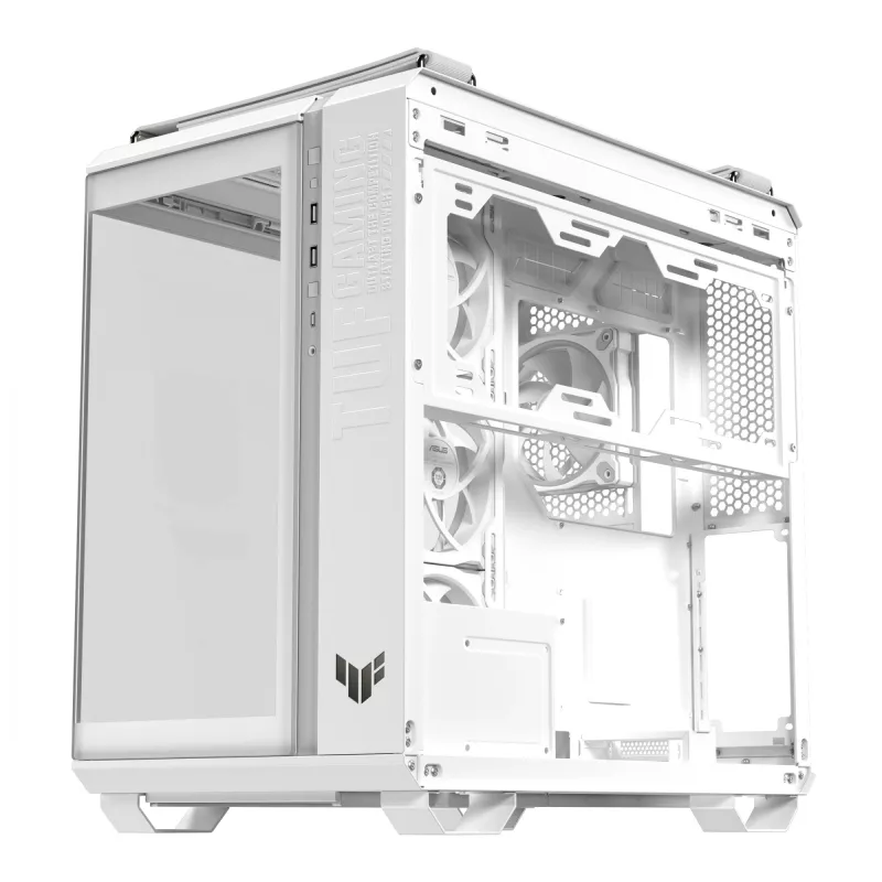 PC-Gehäuse ASUS TUF GAMING GT502 Horizon TG ARGB Weiß — Midi Tower, ATX, gehärtetes Glas, 4×3,5-Zoll-Einschübe, max. GPU 400 mm