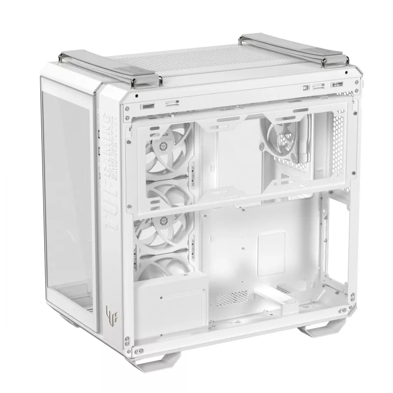 PC-Gehäuse ASUS TUF GAMING GT502 Horizon TG ARGB Weiß — Midi Tower, ATX, gehärtetes Glas, 4×3,5-Zoll-Einschübe, max. GPU 400 mm