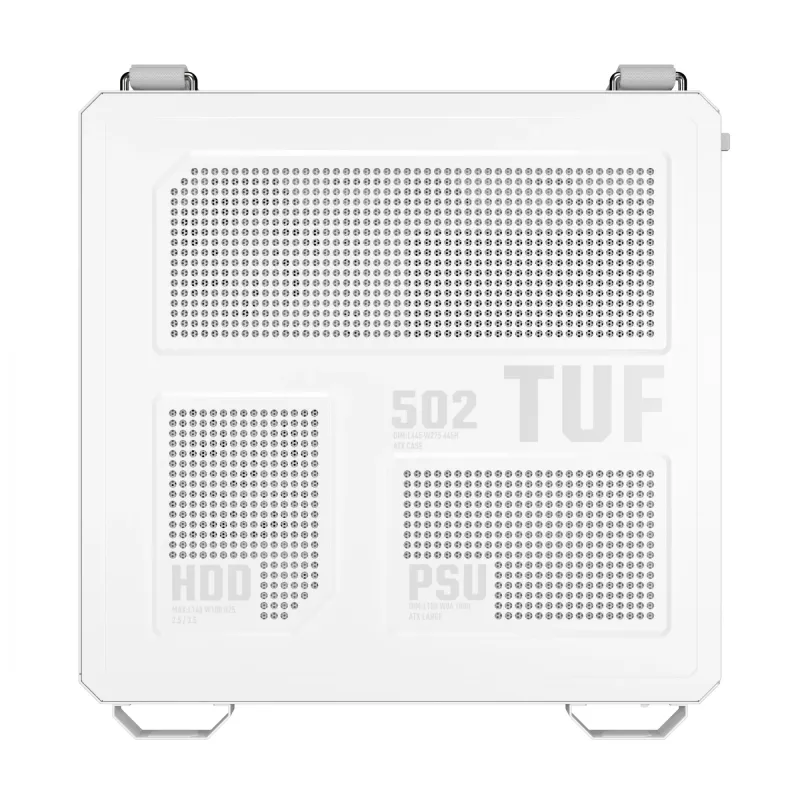 PC-Gehäuse ASUS TUF GAMING GT502 Horizon TG ARGB Weiß — Midi Tower, ATX, gehärtetes Glas, 4×3,5-Zoll-Einschübe, max. GPU 400 mm