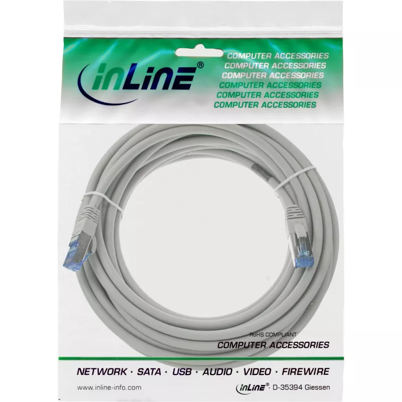 InLine Patchkabel S/FTP PiMF Cat.6A halogenfrei 500MHz grau 5m