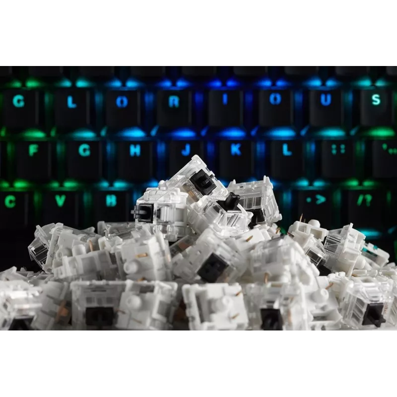 Glorious Gaming Gateron Schwarz Switches - Linear Silent, Schwarz, 120 Stück, Gateron, Glorious PC Gaming Race GMMK, China