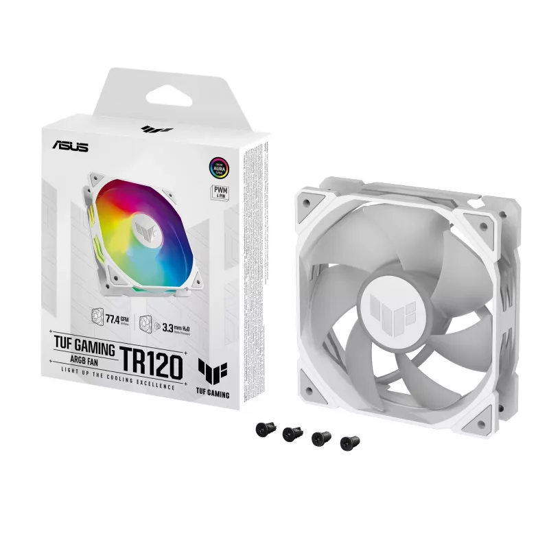 ASUS TUF GAMING TR120 ARGB 1er-Pack Weiß Computergehäuse Luftkühler 12 cm