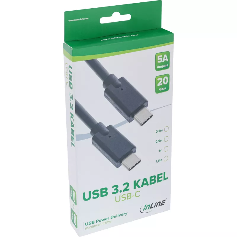 USB 3.2 Gen.2x2 Kabel InLine 35704A 1,5m USB-C Stecker/Stecker schwarz