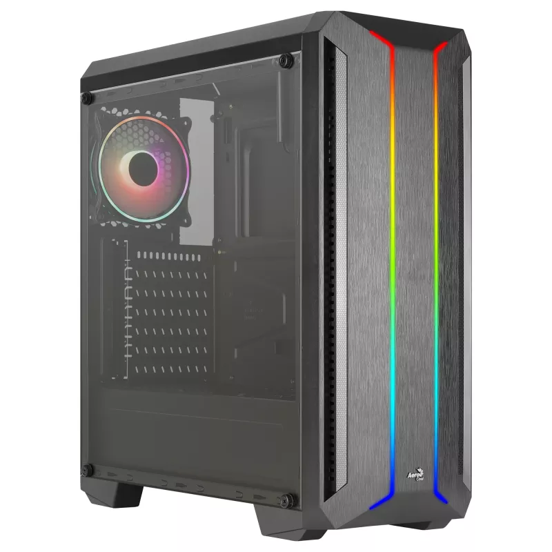 Aerocool SKYLINEV2BK PC ATX Case Dual Front Panel LED ARGB Fan ARGB 12cm Schwarz