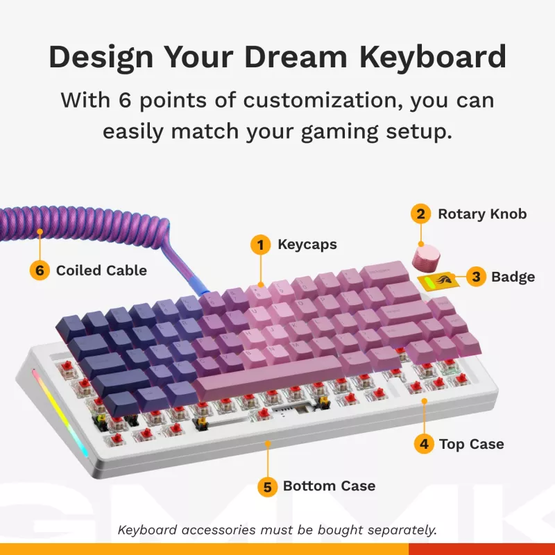 Mechanische Gaming-Tastatur GLORIOUS GMMK 3 65% Weiß — Kabelgebunden USB, RGB, QWERTY (US)