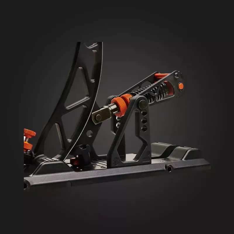 Asetek Gaming Pedale 40-010-0000002 — Kabelgebundene PC-Pedale, Aluminium-/Bronzegehäuse, Schwarz/Orange/Weiß
