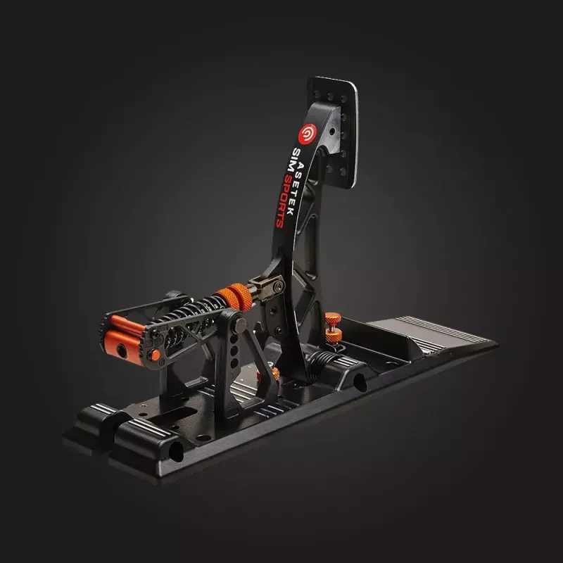 Asetek Gaming Pedale 40-010-0000002 — Kabelgebundene PC-Pedale, Aluminium-/Bronzegehäuse, Schwarz/Orange/Weiß