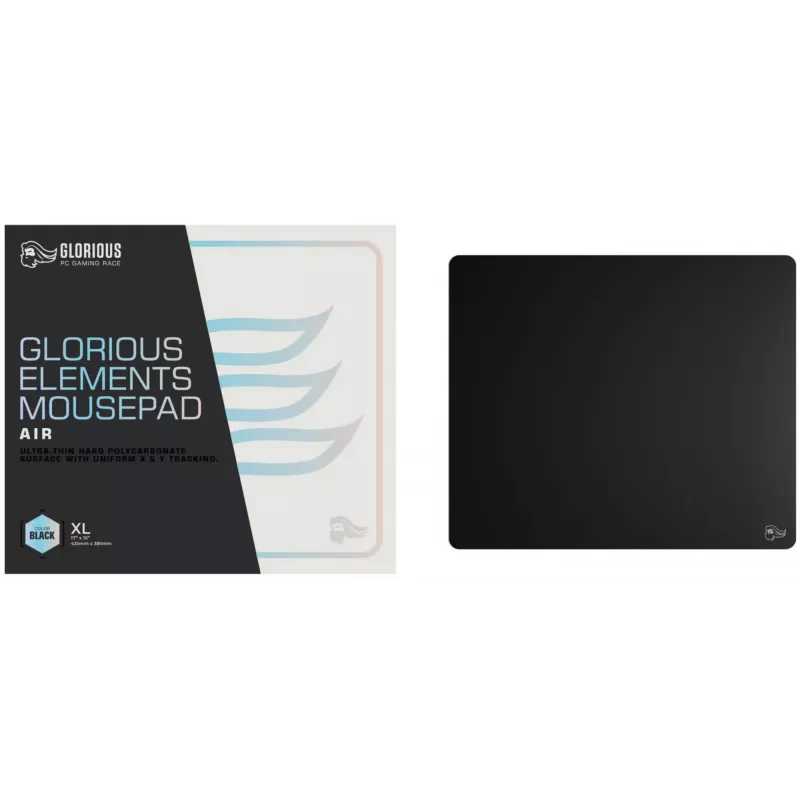 Glorious Gaming Glorious Element Maus Pad - Air, Schwarz, Monochrom, Polycarbonat, Rutschfeste Basis, Gaming-Mauspad