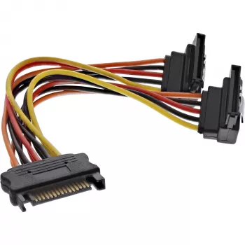 InLine SATA-Strom-Y-Kabel SATA-Buchse / 2x SATA-Stecker mit Verriegelung 0,15 m
