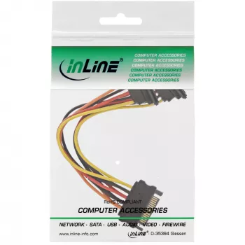 InLine SATA-Strom-Y-Kabel SATA-Buchse / 2x SATA-Stecker mit Verriegelung 0,15 m
