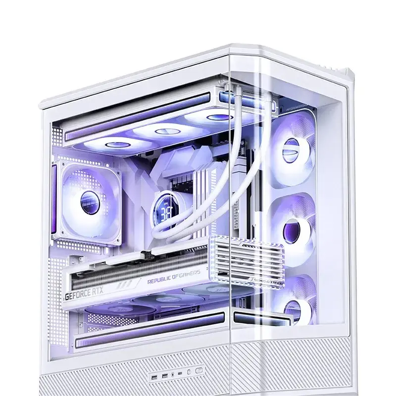 Computergehäuse Jonsbo D400 Midi Tower ATX Tempered Glass – Weiß