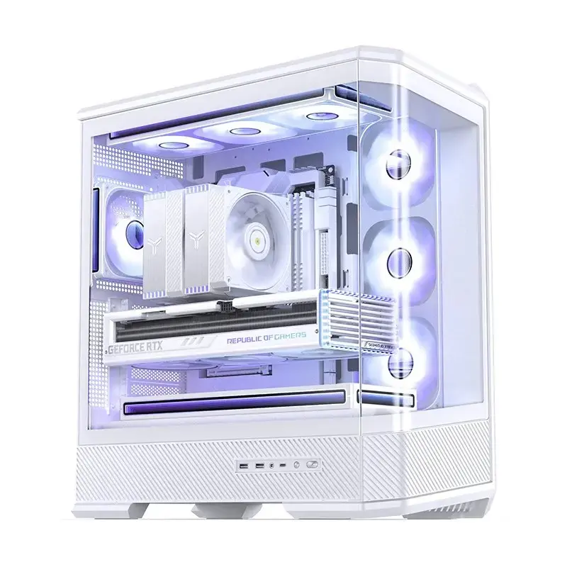 Computergehäuse Jonsbo D400 Midi Tower ATX Tempered Glass – Weiß
