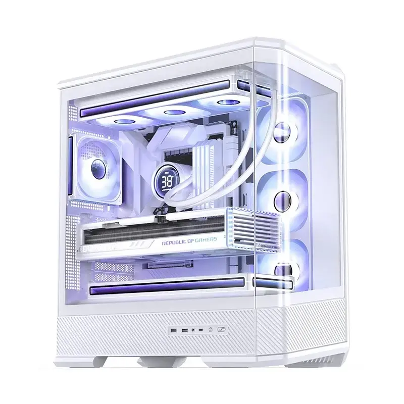 Computergehäuse Jonsbo D400 Midi Tower ATX Tempered Glass – Weiß