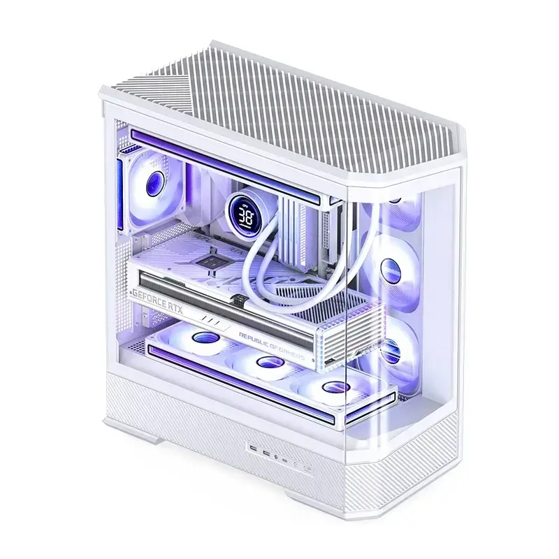 Computergehäuse Jonsbo D400 Midi Tower ATX Tempered Glass – Weiß