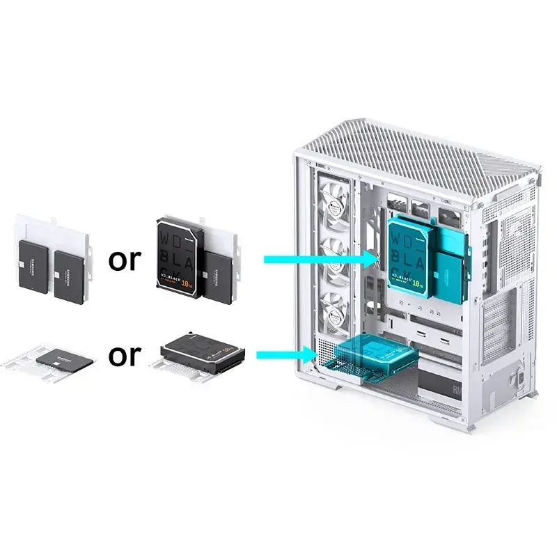 Computergehäuse Jonsbo D400 Midi Tower ATX Tempered Glass – Weiß