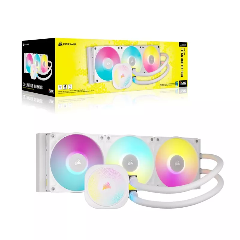 CORSAIR CPU-Kühler - Icue Link Titan 360 Rx RGB Aio Flüssigkeitskühler - Weiß