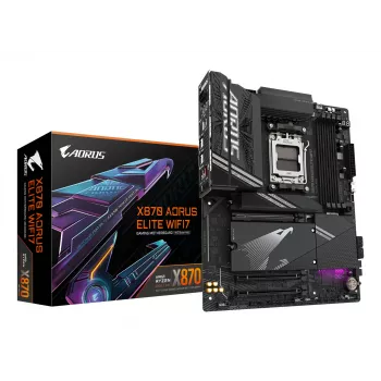 GIGABYTE X870 AORUS ELITE WIFI7 Mainboard - Unterstützt AMD Ryzen 9000 CPUs, 16+2+2 Phasen VRM, bis zu 8000MHz DDR5 (OC), 3xPCIe 5.0 + 1xPCIe 4.0, Wi-Fi 7, 2.5GbE LAN, USB 4