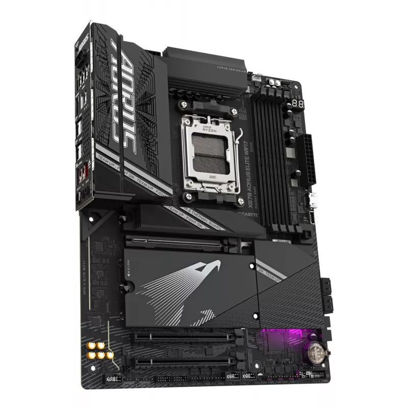 GIGABYTE X870 AORUS ELITE WIFI7 Mainboard - Unterstützt AMD Ryzen 9000 CPUs, 16+2+2 Phasen VRM, bis zu 8000MHz DDR5 (OC), 3xPCIe 5.0 + 1xPCIe 4.0, Wi-Fi 7, 2.5GbE LAN, USB 4
