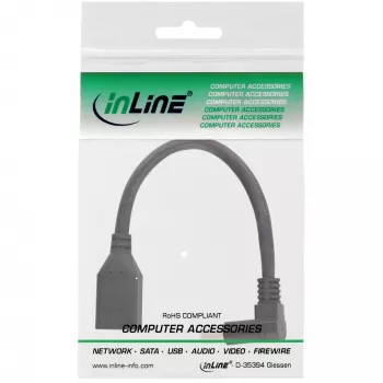 InLine DisplayPort 1.4 Adapterkabel M/F, 8K4K, abgewinkelt nach unten, schwarz/gold