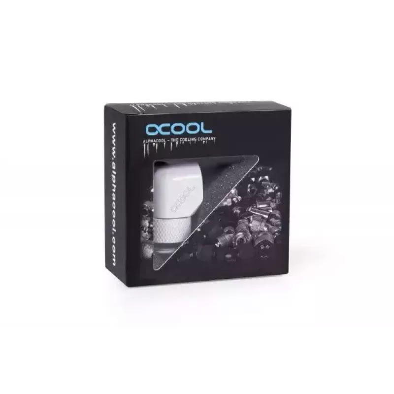 Montageset Alphacool Eiszapfen L-Verbinder drehbar G1/4 Außengewinde auf G1/4 Innengewinde weiß