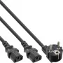 InLine Y-Stromkabel 1x CEE 7/7 gewinkelt / 2x 3-polig IEC C13 Stecker, 1,8 m